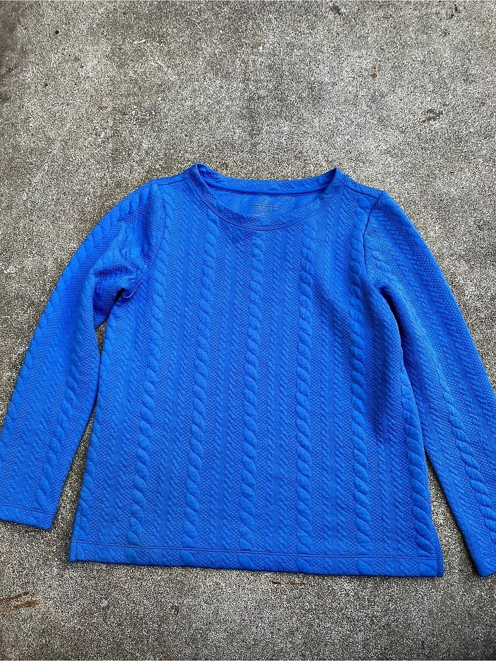 Talbots Petite Royal Blue Allover Cable Knit Crewneck Sweater Small